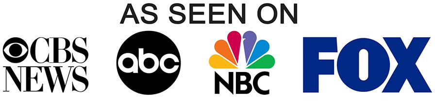 as seen on cbs, abc, nbc, fox network logos